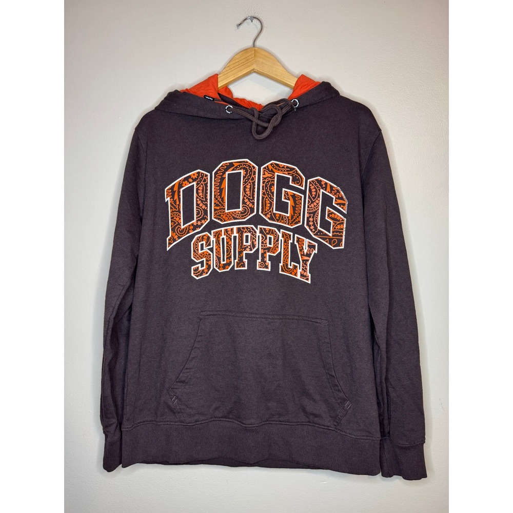 Dogg Supply by Snoop Dogg Mens Brown Orange Paisley Logo Hoodie Sweatshirt M